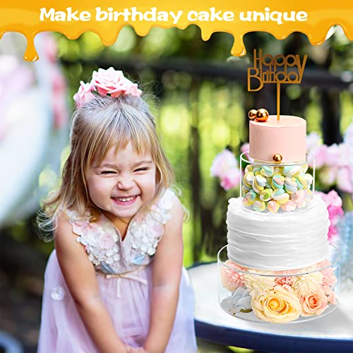  Clear Acrylic Fillable Cake Stand Cake Riser Cake Tier,Round Cake Display Stand,Floating Cake Stand,Cylinder Pedestal Stand,Decorative Centerpiece For Wedding Birthday Party 10x4 Inch,6x4 Inch