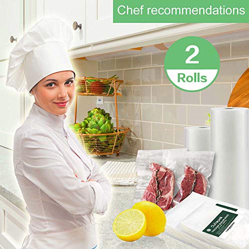  2Pack (Total 100Feet) 11x50 Rolls Vacuum Sealer Bags Rolls With BPA Free,Heavy Duty Vacuum Food Sealer Storage Bags Rolls,Cut To Size Roll,Great For Sous Vide