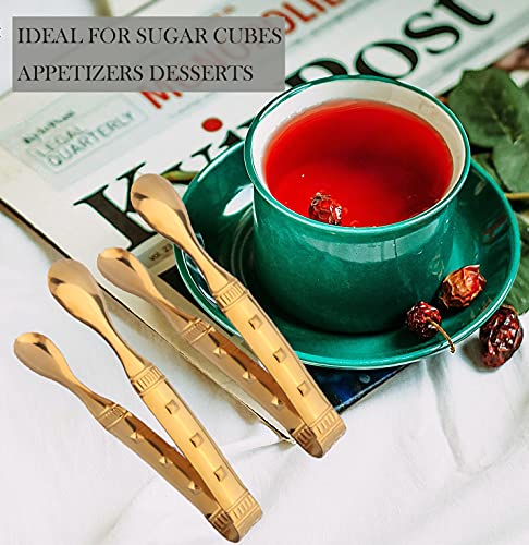  6-Pieces 6 Inch Gold Tongs Mini Tongs For Appetizers, Gold Serving Utensils Small Tongs For Serving Appetizers Ice Tongs Sugar Tongs