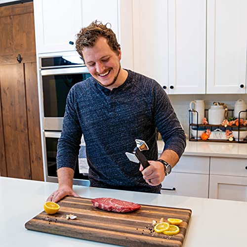  Spring Chef Meat Tenderizer, Heavy Duty Hammer Mallet Tool Chicken, Beef And Steak Pounder; Commercial Quality & Solid Construction, Dual Sided With Smooth & Textured Surface, Soft Grip Handle, Black