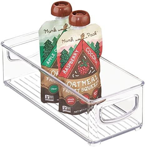 Plastic Stackable Kitchen Organizer - Storage Bin With Handles For Refrigerator, Freezer, Cabinet, And Pantry Shelves Organization - Food Container - Ligne Collection - Clear