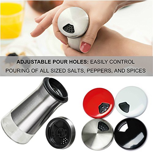  Salt And Pepper Shakers Set With Adjustable Holes - White