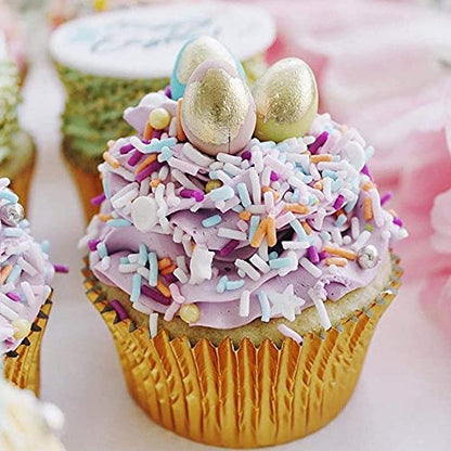  Fbera Gold Foil Muffin Cupcake Liners/Baking Cups Standard Size, 100-Count