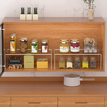  GEDLIRE Kitchen Cabinet Shelf Rack Organizers 2 Pack, Medium (13 X 9.4 Inch) Steel Metal Frame Freezer Wire Storage Shelf Rack, Cupboard Plate Dish Organizer Rack Counter & Pantry Organization, Chrome