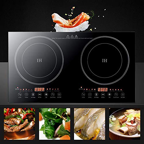  2400W Portable Double Dual Induction Cooktop 2 Burner,Top Burner Digital Magnetic Double Hot Plate Countertop Burner Cooker For Home&Commerical Use