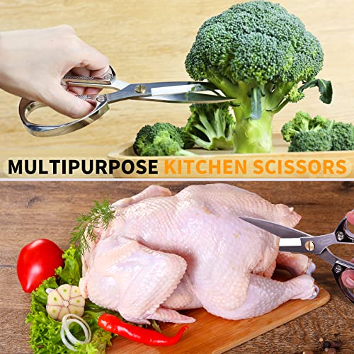  Kitchen Shears, Stainless Steel Duty Kitchen Shears For Chicken, Beefs, Poultry, Fish, Meat, Vegetables, Stainless Steel Scissors With Non-Slip Easy Grip Handles For House Daily Use