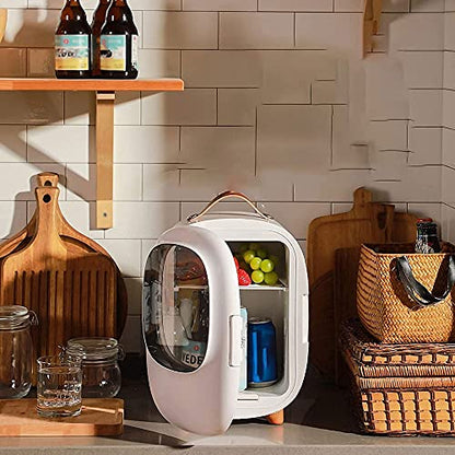  TONPOP Portable Fridge Mini Fridge, 8 Litres Cooler Warmer And Compact Refrigerator, With AC/Power, Portable Makeup Skincare & Cosmetics Fridge, Great For Bedroom, Office, Car, Dorm