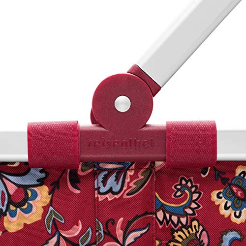  Reisenthel Carrybag Fabric Picnic Tote, Sturdy Lightweight Basket For Shopping And Storage, Paisley Ruby