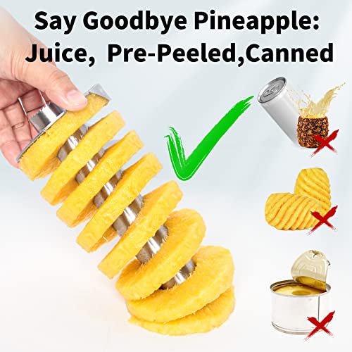  Pineapple Corer And Slicer Tool, Durable Pineapple Core Remover With Upgraded Cutter & Reinforced Thicker Blade, Stainless Steel Kitchen Fruit Gadget For Diced Pineapple Rings, Black Handle
