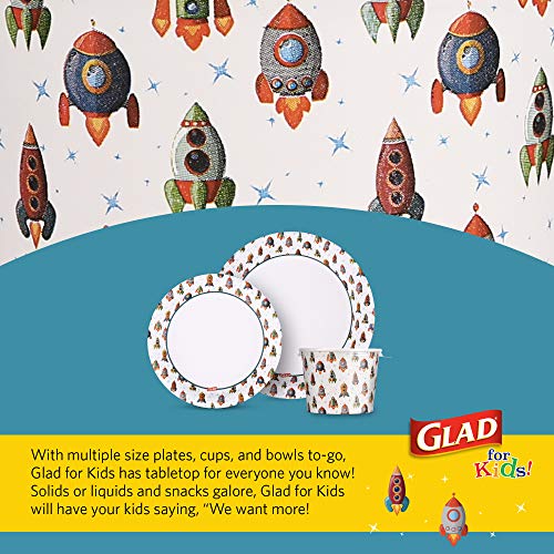  For Kids Rocket Paper Plates, 20 Count - 6 Pack | Small Round Paper Plates With Cute Rockets For Kids | Heavy Duty Disposable Soak Proof Microwavable Paper Plates For All Occasions, 8.5 Inch