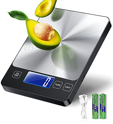  Scale Food 2 IN 1 Dual Power Mode Use For Meal Prep,[Load-bearing 33lb]Scale For Food Ounces And Grams, Unique CD-Grain Digital Kitchen Scale Stainless Steel Wear-Resistant Material Easy Clean