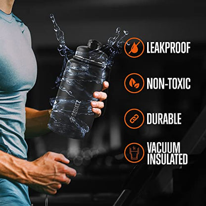  74 Oz Neptune Series Steel Water Bottle, Stainless Double Wall Vacuum Insulated Jug With Handle Strap, Large Capacity Leak Proof Wide Mouth Thermos For Gym, Travel, Hiking, And Camping