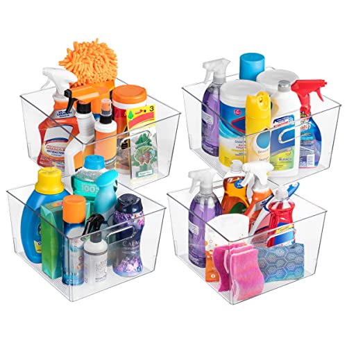  Clear Plastic Storage Bins – XL 4 Pack Perfect Kitchen Organization Or Pantry Storage – Fridge Organizer, Pantry Organization And Storage Bins, Cabinet Organizers