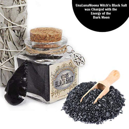  Wicca Black Salt Kit | Black Salt For Protection | Black Salt Witchcraft | Empath Protection | Witch Salt | Witchcraft Supplies And Tools | Black Salt Wicca | Charged Using Dark Moon