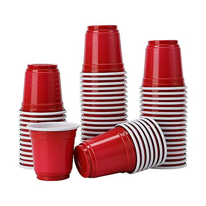  Tashiliving [ 100 Pack-2 Oz Mini Party, Jager Bomb, Jello Shots, Sample Cups, 100 Count (Pack Of 1), Red