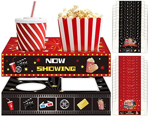  32Pcs Movie Night Snack Trays Hold Popcorn Candy Food Drink, Movie Theater Popcorn Holder Disposable Movie Boxes Supplies For Kid's Birthday Party Concession Stand Carpet Family