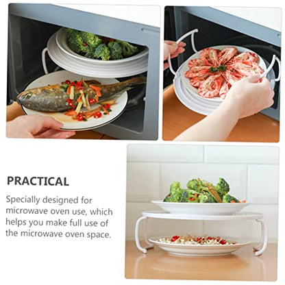  SOLUSTRE Microwave Steam Rack Foldable Storage Shelves Wire Cooling Rack Collapsible Dish Pan Barbeque Rack Round Baking Rack Pressure Cooker Steam Rack Microwave Heating Dish Rack Pp 4pcs