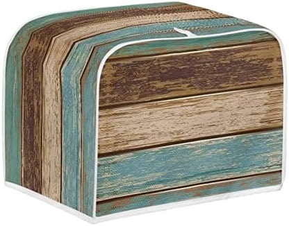  NETILGEN Kitchen Toaster Dust Cover Bakeware Protector Compatible With 2 Slice Toaster Top Handle Design Heat-Resistant Dust Protection Anti-scratch Kitchen Appliance Cover, Rustic Wood Grain