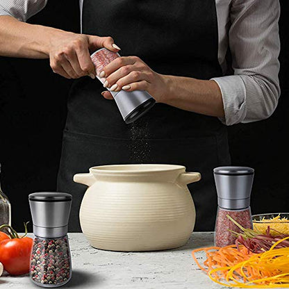  Heaven2017 Spices Salt Pepper Mill Glass Manual Grinder Shakers Set