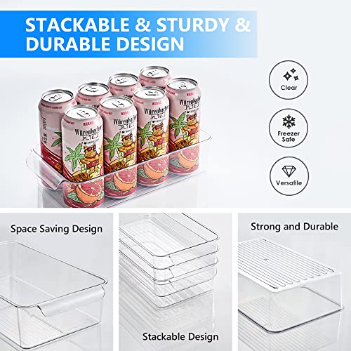  Efrigerator Organizer Bins, REDMOND 6pcs Fridge Organizers And Storage Clear Stackable For Kitchen, Pantry, Refrigerator, Cabinets, Freezer (2 Small+2 Medium+2 Large)
