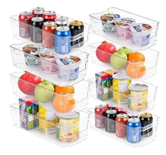  DERCLIVE 8pcs Fridge Izer Bins Clear Kitchen Storage Containers For Fridge Cabinet Drawer2 Can Izer For Refrigerator Refrigerator Izers And Storage Fridge Storage Containers Refrigerator Izer Bin