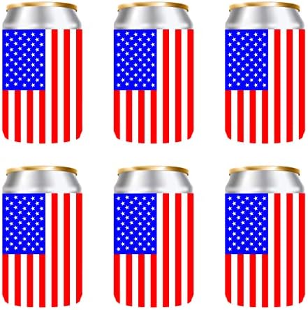  Can Cooler Sleeve (6 Pack) 12 Oz Neoprene Collapsible Cooler Can, Insulated Can Holder, 4mm Thick Beer &Soda Can Cover, Police Cooler Can Covers(Tie - Dye Mix)