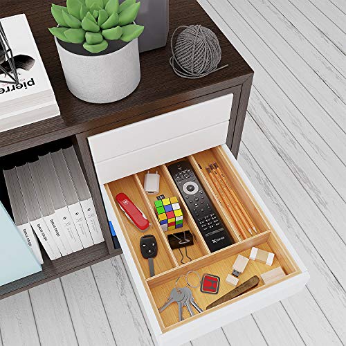  Utensil Drawer Organizer, Cutlery Tray Desk Drawer Organizer Silverware Holder Kitchen Knives Tray Drawer Organizer, 100% Pure Bamboo Cutlery In Natural Color (9.75)