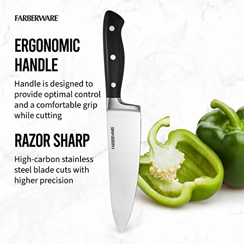 Edgekeeper 8-Inch Forged Triple Riveted Chef Knife With Self-Sharpening Blade Cover, High Carbon-Stainless Steel Kitchen Knife With Ergonomic Handle, Razor-Sharp Knife, Black