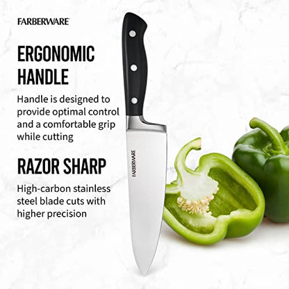  Edgekeeper 8-Inch Forged Triple Riveted Chef Knife With Self-Sharpening Blade Cover, High Carbon-Stainless Steel Kitchen Knife With Ergonomic Handle, Razor-Sharp Knife, Black