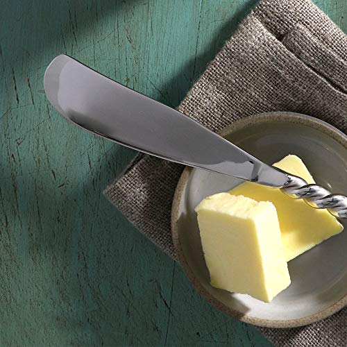  4-Piece Knife Set-Silver Tear Collection Polished/Matte Stainless Steel Spreaders, Cheese And Butter Spreading Knives, Dishwasher Safe