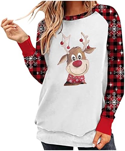  Crewneck Sweatshirts For Women Fall Plus Size Christmas Print Long Sleeve Sweatshirts Loose Tops Pullover Top Fall