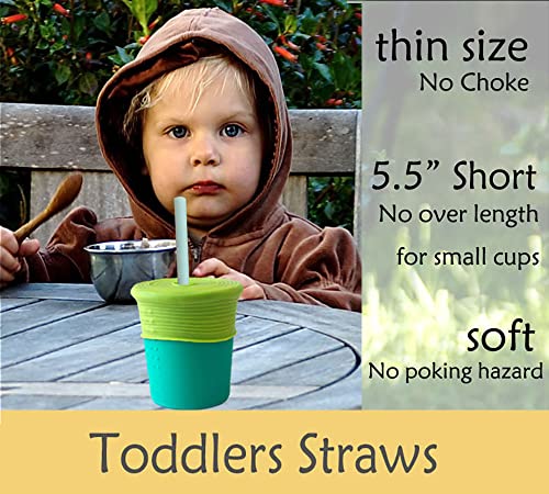 Reusable Short Small Silicone 5.5" &Metal 6" Stainless Steel Stirrer Drinking Straws Set For Coffee/Moscow Mule Mug, Cocktail Lowball Glasses, Kids Toddler Baby Cup, Wine Tumbler,Bar-With Silicone Tip