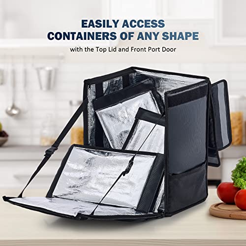  35L Food Delivery Backpack, Insulated Hot Pizza Catering Thermal Backpack, Cooler Backpack With 3 Dividers And Cup Holders, Waterproof Hot Cold Grocery Backpack For Uber Eats, Camping & Beach