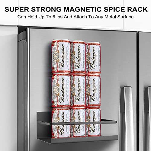  Siasky 2Pcs Magnetic Spice Rack, Magnetic Shelf For Refrigerator Magnetic Fridge Shelf With 4 Removable Hooks For Kitchen Space Saver