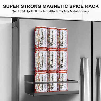  Siasky 2Pcs Magnetic Spice Rack, Magnetic Shelf For Refrigerator Magnetic Fridge Shelf With 4 Removable Hooks For Kitchen Space Saver