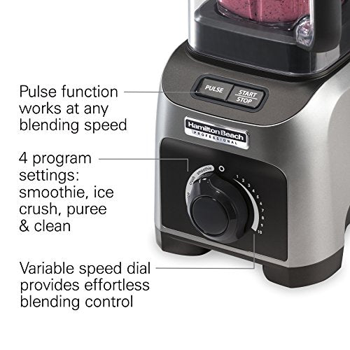  Quiet Shield Blender, 1500W, 32oz BPA Free Jar, 4 Programs & Variable Speed Dial For Puree, Ice Crush, Shakes And Smoothies, Silver (58870)