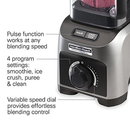  Quiet Shield Blender, 1500W, 32oz BPA Free Jar, 4 Programs & Variable Speed Dial For Puree, Ice Crush, Shakes And Smoothies, Silver (58870)