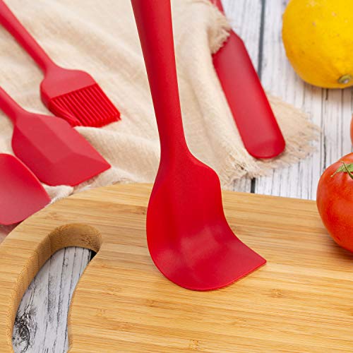  Omefavor 3-piece Silicone Spatula Set Heat-Resistance Baking Rubber Spatulas BPA Free Red