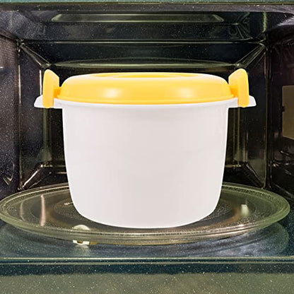  Microwave Rice Cooker Steamer Bowl For Vegetables With Steam Release Vent Microwaveable Cookware For Rice And Vegetables Yellow L