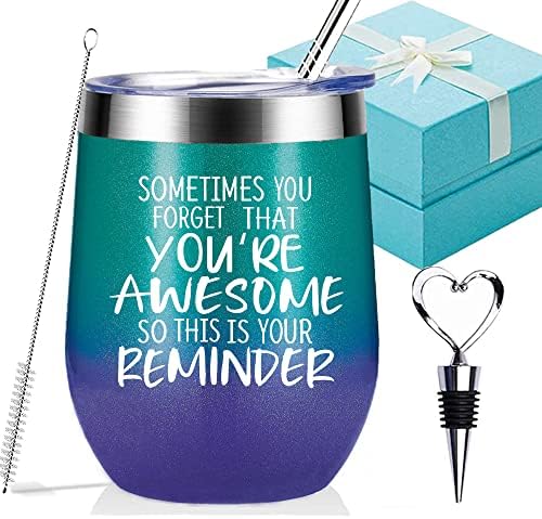  Birthday Gifts For Women/Men, Thank You Gifts, Funny Birthday Cup Inspirational Gifts, Insulated Best Birthday Box Present For Wine Lover Christmas Gift For Women, Sister, Girlfriend, Friend, Coworker