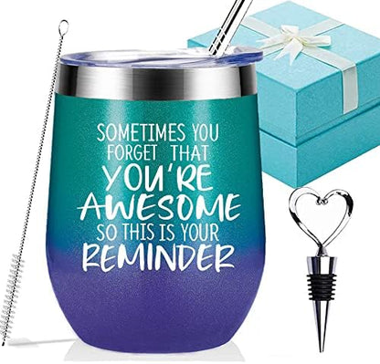  Birthday Gifts For Women/Men, Thank You Gifts, Funny Birthday Cup Inspirational Gifts, Insulated Best Birthday Box Present For Wine Lover Christmas Gift For Women, Sister, Girlfriend, Friend, Coworker