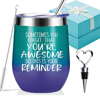  Birthday Gifts For Women/Men, Thank You Gifts, Funny Birthday Cup Inspirational Gifts, Insulated Best Birthday Box Present For Wine Lover Christmas Gift For Women, Sister, Girlfriend, Friend, Coworker