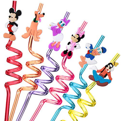  24 Mouse Straws With 2 Cleaning Brush 6 Designs Great For Mickey Theme Birthday Minnie Party Favors And Party Supplies