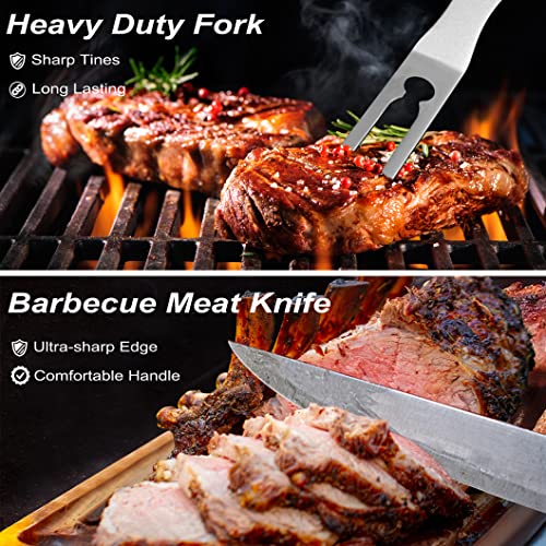  26PCS Grill Accessories For Outdoor Grill Utensils Set Stainless Steel BBQ Tools Grilling Tools Set For Father's Day Birthday Presents, Barbecue Accessories Kit Ideal Grilling Gifts For Men Dad