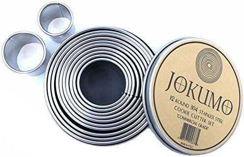  12 Piece Plain Round Pastry / Cookie Cutter Set Heavy Duty Commercial Grade 18/8 304 Stainless Steel - Metal Marked Size – Perfect For Cooking Enthusiast