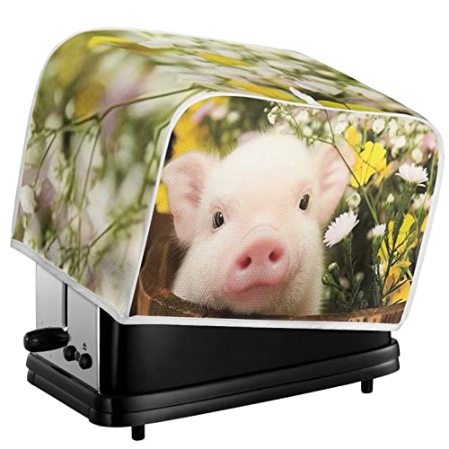  Buybai Kitchen Toaster Covers 2 Slice Wide Slot Cute 3D Pig Pattern Small Appliance Covers Dustproof Bread Maker Covers