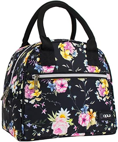  PUX Insulated Lunch Box Women, Lunch Bag Tote Girls Kids Teen Adult, Cute Soft Lunch Cooler Container Work School, Reusable Thermal Food Meal Prep Organizer Lunch Pail Travel Beach, Floral Purple
