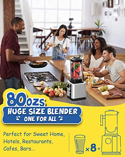  Professional Commercial Blender 1800W, 80oz BPA-Free Jar, High-Speed Blenders For Shakes And Smoothies, Variable Speed, Self-Cleaning, K95-S