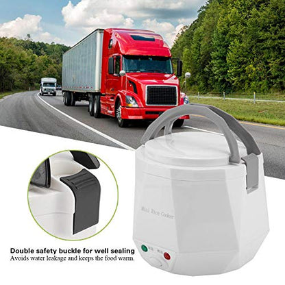  Mini Rice Cookers 24V 1.3 L Electric Rice-cooker Food Steamer For Truck Car Cooking For Soup Porridge Rice Noodles Portable 180W(white)