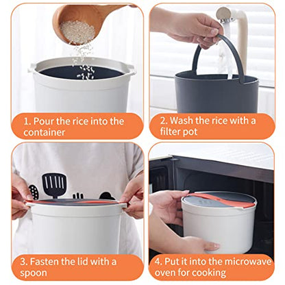  Microwave Rice Cooker, 2L Rice Cooker Microwave With Spoon, Multifunctional Microwave Rice Cooker Steamer Microwave Pasta Cooker For Rice, Pasta, Vegetables, Quinoa, Oatmeal, Ramen, BPA Free